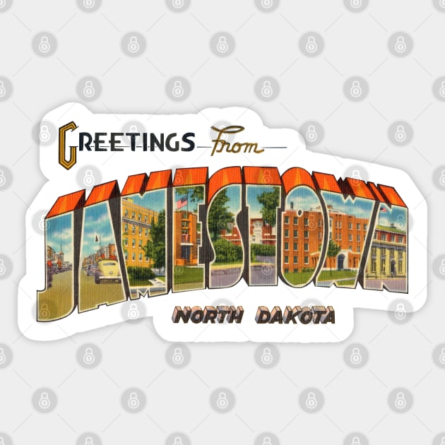 Greetings from Jamestown North Dakota Sticker by reapolo